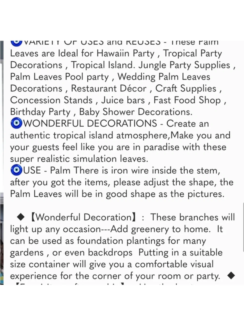 Artificial Palm Plants Leaves Faux Fake Tropical Large Palm Tree Imitation Leaf